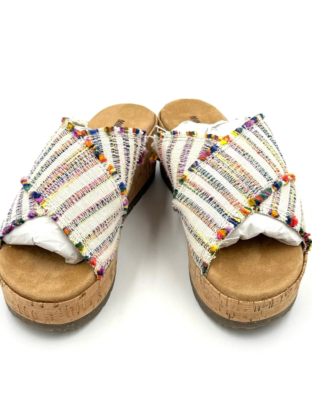 NWOT Minnetonka Posey Fiesta Stripe Wedge Sandals Size 6M